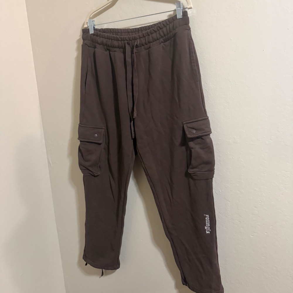 YoungLA 224 Rambo Joggers 2.0 Cargo Sweatpants Men Large Brown Good Preowned - Picture 3 of 7